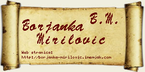 Borjanka Mirilović vizit kartica